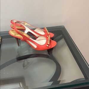 Michael Knor's Orange Elegant Slingback Heels